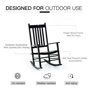 Wooden Porch Rocking Chair Outdoor Patio Rocker Garden Single Leisure Reclining Seat Armchair Natural – view 12