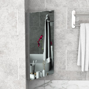 Wall mounted Bathroom Corner Mirror Storage Cabinet Stainless Steel with Single Door