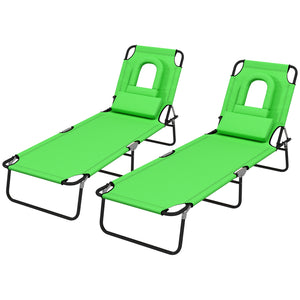Folding Chaise Lounge Chair, Reclining Beach Tanning Chair with Face Hole, Pillow – view 8