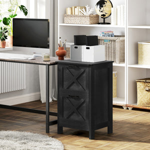Vertical Filing Cabinet with 2 Drawers, Rustic Farmhouse Office Storage Cabinet for A4, Letter Size – view 7