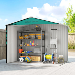 8' x 6' Outdoor Storage Shed, Metal Garden Tool Storage House with Lockable Sliding Doors and Vents for – view 20