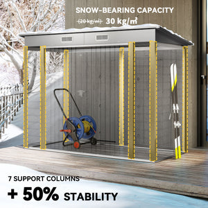 8 x 4FT Galvanized Garden Storage Shed, Metal Outdoor Shed with Double Doors and 2 Vents, Oak – view 32