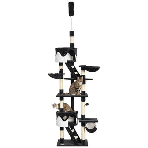 94"-102" Huge Cat Tree Ceiling High Cat Condo Scratching Post Activity Center Multi-Level Play House Light – view 29