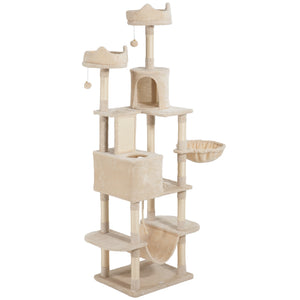 81" Large Cat Tree w/ Scratching Posts, Condos, Beds, Hammocks, Jumping Platforms, Toy Balls, Rope Cat Toy