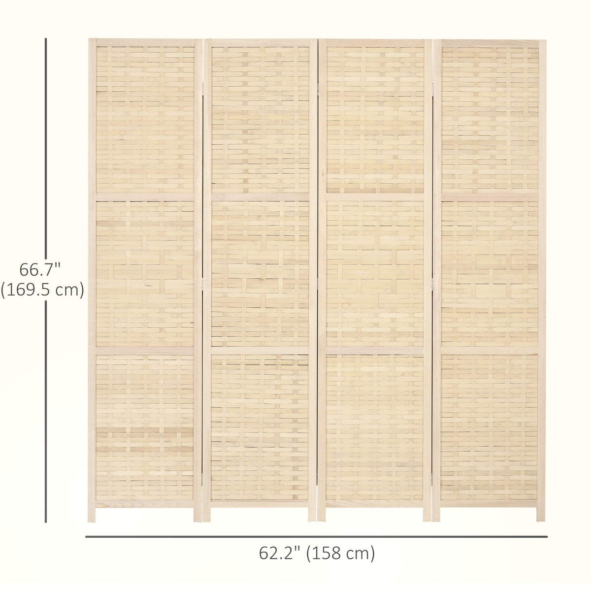 4-Panel Room Divider, 5.6 FT Bamboo Freestanding Folding Privacy Screen for Indoor Bedroom Office – view 2