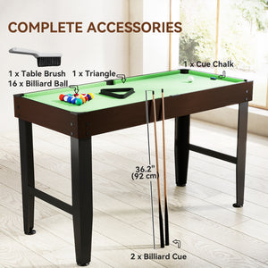 Soozier 55" Mini Pool Table, Pool Game Billiard Table Set with 2 Cues, 16 Balls, 2 Chalks, Triangle, Brush, Green