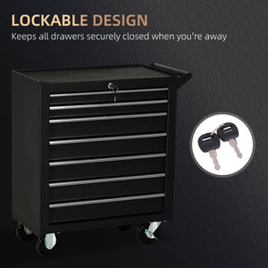 Rolling Tool Chest, 7-Drawer Lockable Tool Cabinet with 4 Wheels, Handle – view 13