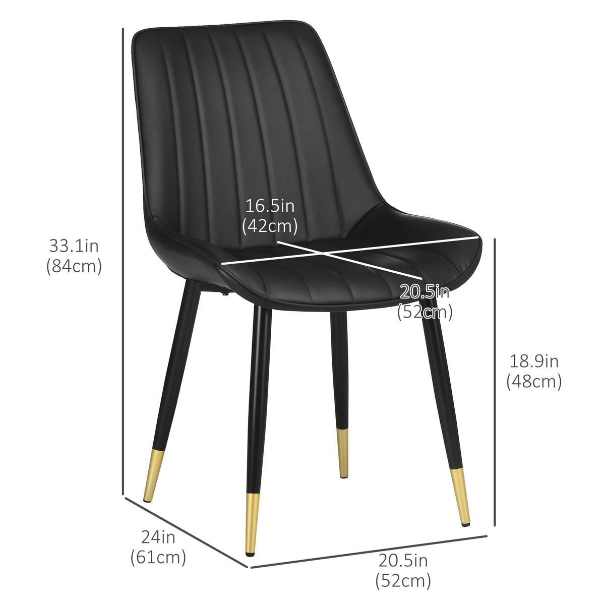 Dining Chairs Set of 2, Modern Kitchen Chair with PU Leather Upholstery and Steel Legs for Living Room – view 2
