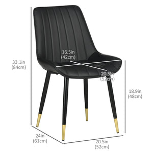 Dining Chairs Set of 2, Modern Kitchen Chair with PU Leather Upholstery and Steel Legs for Living Room – view 2