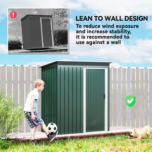 5 x 3 FT Outdoor Storage Shed with Sliding Door and Sloped Roof, Steel Frame Garden Shed Tool Equipment – view 12