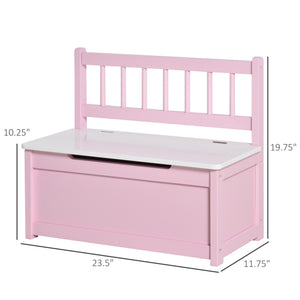 Qaba 2-in-1 Kids Toy Box Storage Organizer Chest Cabinet Chunk Cube with Safety Pneumatic Rod, Pink