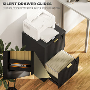 Lockable Filing Cabinet with 2 Fluted Drawers, File Cabinet with Adjustable Hanging Rails for A4 Letter – view 4