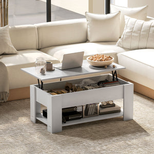 Lift Top Coffee Table with Hidden Storage Compartment and Open Shelf, Center Table for Living Room, Grey – view 13