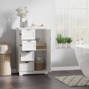 Bathroom Storage Cabinet, Floor Cabinet with Adjustable Shelf and 4 Drawers, Side Cabinet for Washroom – view 3