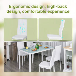 5-Piece Rectangular Glass Kitchen Table and Chairs with Metal Frame and Faux Leather Upholstery for Dining – view 27