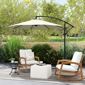 10' Deluxe Patio Umbrella Outdoor Market Parasol Banana Hanging Offset Sunshade Crank Cross Base Black – view 13