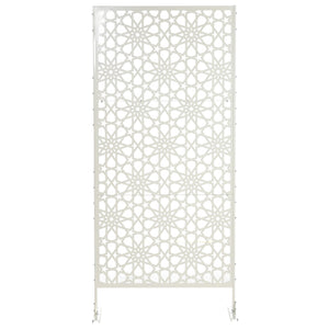 Metal Outdoor Privacy Screen, Decorative Outdoor Divider with Stand and Expansion Screws, 36.2" x 17.7" x 78", White
