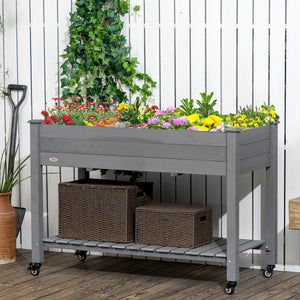 Mobile Raised Garden Bed Elevated Wood Planter Box with Lockable Wheels – view 14