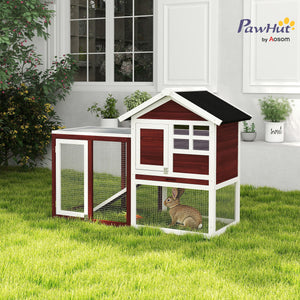 48" Weatherproof Wooden Rabbit Hutch Bunny Cage Small Animal House with Slant Roof And Screened Outdoor – view 9
