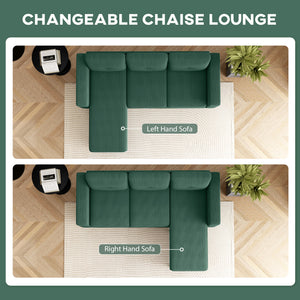 Sectional Sofa with Changeable Chaise Lounge, 3 Seat L-Shaped Small Space Sofa – view 17
