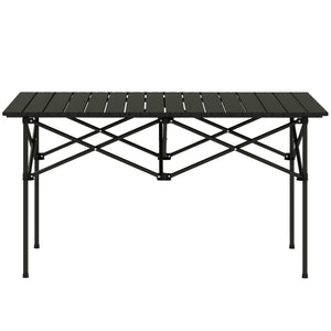 Folding Camping Table with Roll up Top and Carry Bag, Portable Picnic Table for Camping, Picnic, Hiking, Black