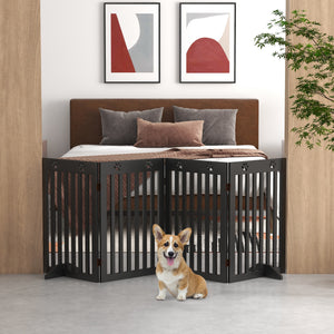 80" Extra Wide Freestanding Pet Gate with Support Feet, Black