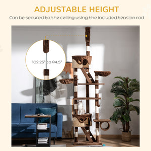 94"-102" Huge Cat Tree Ceiling High Cat Condo Scratching Post Activity Center Multi-Level Play House Light – view 11