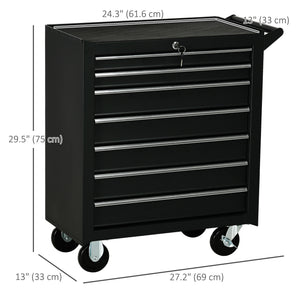 Rolling Tool Chest, 7-Drawer Lockable Tool Cabinet with 4 Wheels, Handle – view 9