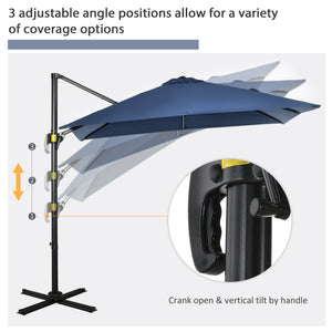 8' x 8' Square Patio Hanging Offset Umbrella with 360° Rotation – view 10