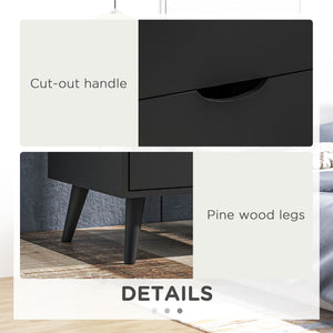 Modern Bedside Table, Nightstand with 2 Drawers and Pine Wood Legs for Bedroom, Living Room, White – view 12