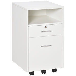 2 Drawer Filing Cabinet with Lock, Vertical File Cabinet with Wheels, Mobile Office Cabinet for A4