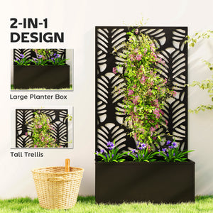 Metal Garden Bed with Trellis for Climbing Plants, Freestanding or Wall Mounted Flower Bed for Garden, Patio, Balcony