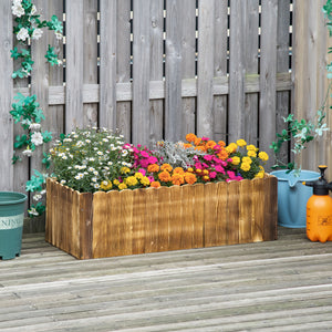 40" x 16" x 12" Wooden Raised Garden Bed, Raised Planter Box, Planter Raised Bed with Drainage Holes, Natural