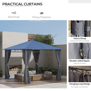 10' x 10' Polycarbonate Hardtop Gazebo Canopy, Outdoor Patio Gazebo with Aluminum Frame & Curtains, Dark Grey