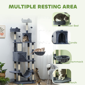 81" Large Cat Tree w/ Scratching Posts, Condos, Beds, Hammocks, Jumping Platforms, Toy Balls, Rope Cat Toy β view 10