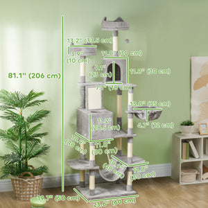 81" Large Cat Tree w/ Scratching Posts, Condos, Beds, Hammocks, Jumping Platforms, Toy Balls, Rope Cat Toy β view 16