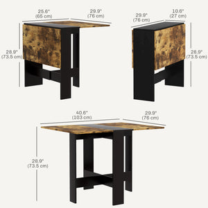 Drop Leaf Dining Table Wood Folding Table Multi-Use Side Table Dining Desk Space Saving Table, White/Oak