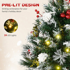 2 Foot/23 inch 2 Pack Prelit Artificial Christmas Tree Cordless with 70 Branches, Warm White LED lights, Red Berries, Pine Cones, Balls, for Outdoor Entryway, Green
