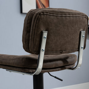 Bar Stools Set of 2, Swivel Counter Height Barstools with Adjustable Height, Back and Footrest, PU Leather Bar Chairs