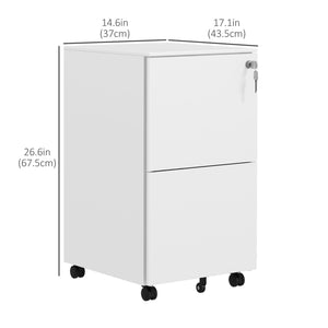 Vertical Steel Filing Cabinet on Wheels, 2-Drawer Lockable File Cabinet with Adjustable Hanging Bar for A4 – view 9