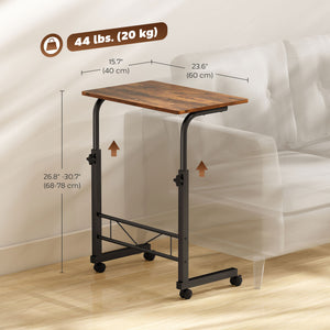 Mobile Standing Desk with Adjustable Height, 23.5 inch Stand Up Desk with Wheels, Natural Wood