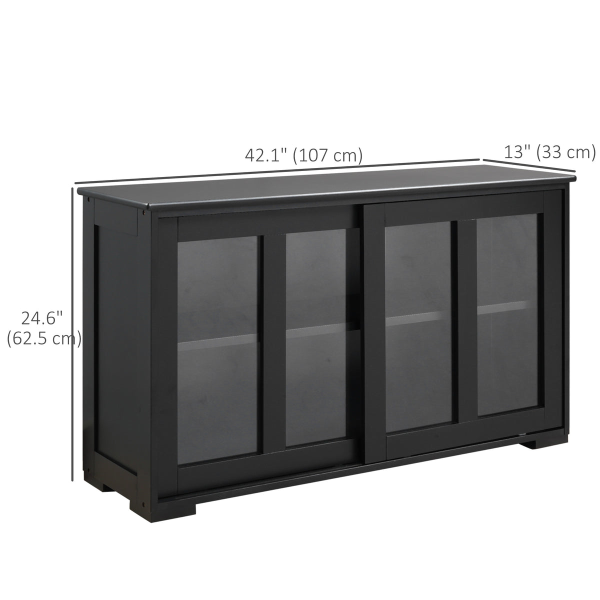 Modern Kitchen Sideboard, Stackable Storage Cabinet, Sliding Glass Door Console – view 2