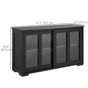 Modern Kitchen Sideboard, Stackable Storage Cabinet, Sliding Glass Door Console – view 2