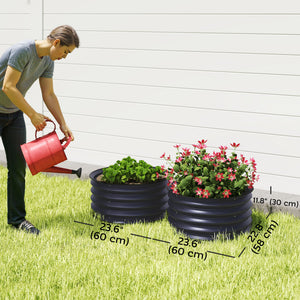 Set of 2 Raised Garden Bed, Metal Planter Box with Safety Edging, Easy-to-assemble Stock Tank, Dark Grey – view 2