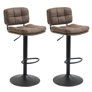 Bar Stools Set of 2, Swivel Counter Height Barstools with Adjustable Height, Back and Footrest, PU Leather Bar Chairs