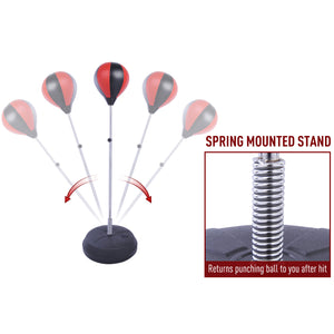 Soozier Adjustable Kids Training Boxing Punching Ball Bag Freestanding Portable Relieves Stress with Gloves