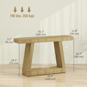 55" Farmhouse Console Table, 2-Tier Entryway Table with Storage for Hallway, Living Room, Behind Couch, Oak
