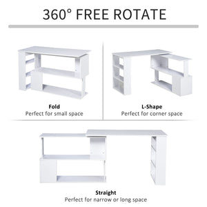 L Shaped Desk, 360° Rotating Corner Desk, Computer Writing Table Workstation with Storage Shelf for Home – view 11