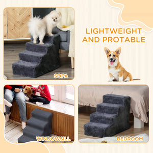4-Step Dog Ramp for Sofa, Bed, and Couch, with Removable Cover, Light Grey – view 20