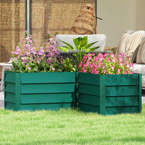 45" x 45" x 17" L-Shaped Galvanized Steel Raised Garden Bed for Vegetables, Flowers, Herbs, Green
